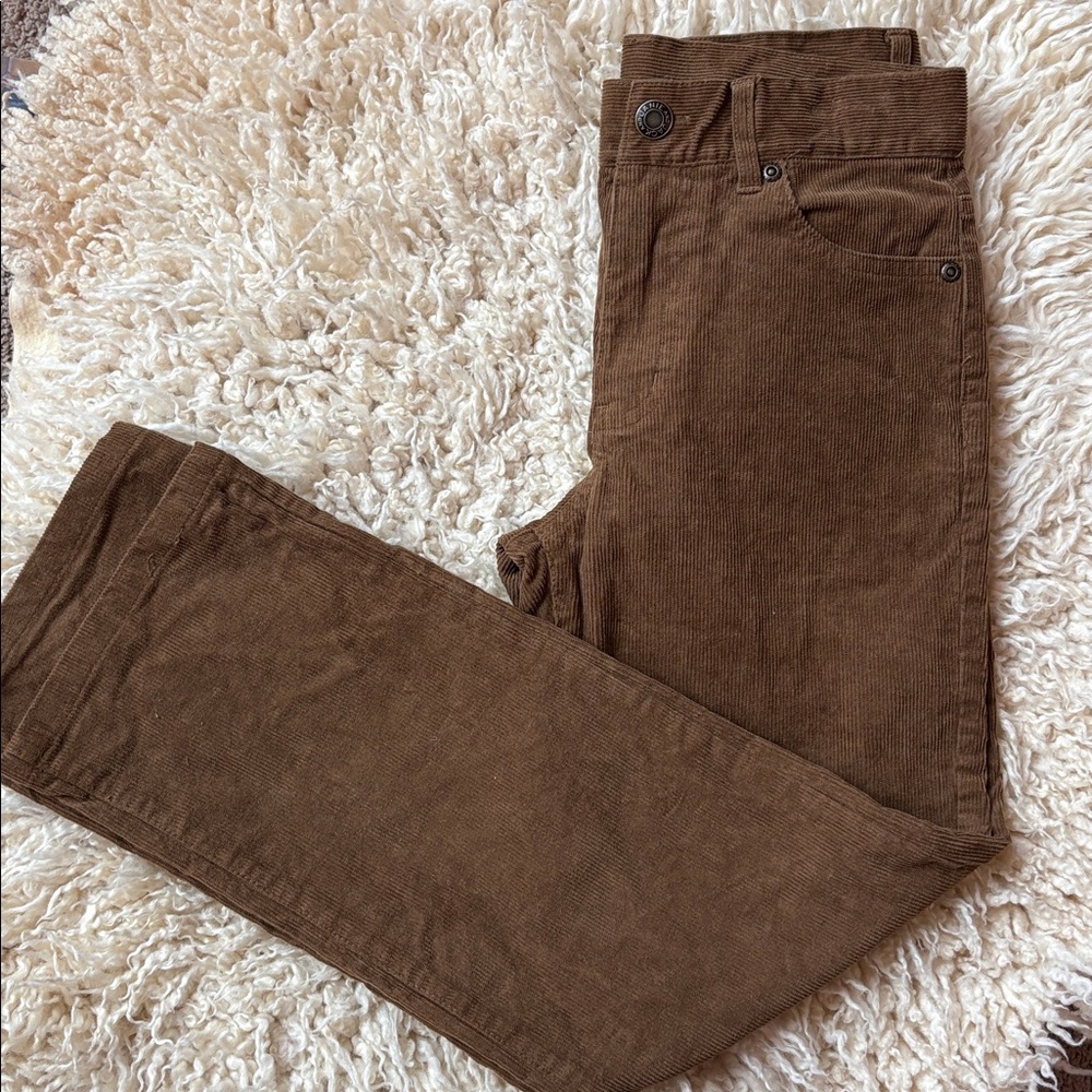 Janie and Jack Dark Khaki Brown Stretch Corduroy Boys Slim Straight Pants